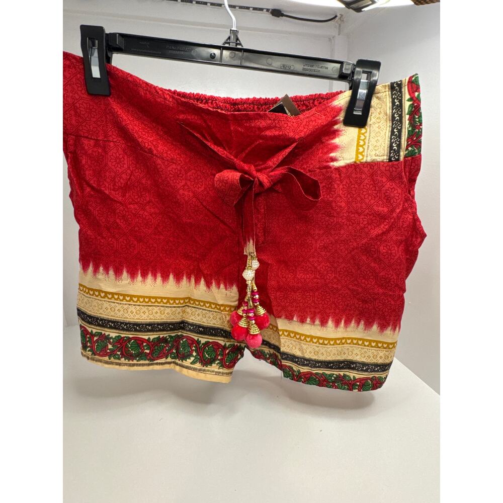Junglee Bille Bohemian Red Gold Tassel Trim Festival Shorts Women’s NEW - Picture 6 of 8